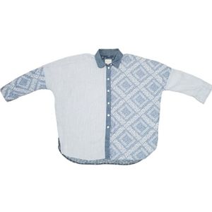 American Eagle Button Down Shirt Color Block Denim Men’s Plus Size XS